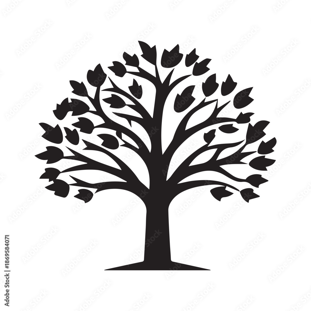 Obraz premium Tree silhouette isolated on white background. Vector illustration for your design.
