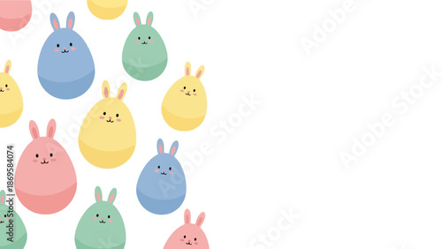 Cute pastel bunny Easter eggs in colorful array
