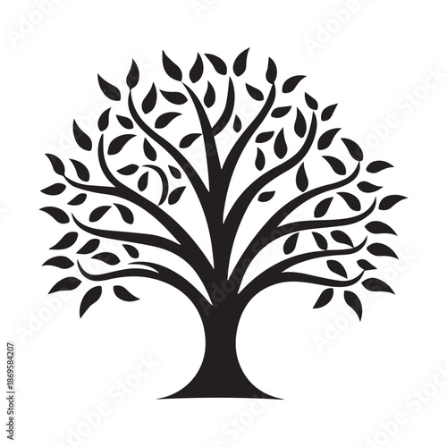 Tree silhouette isolated on white background. Vector illustration for your design.