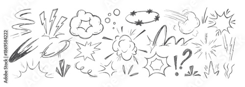 Crayon anime comic emoticon element graphic effects hand drawn doodle