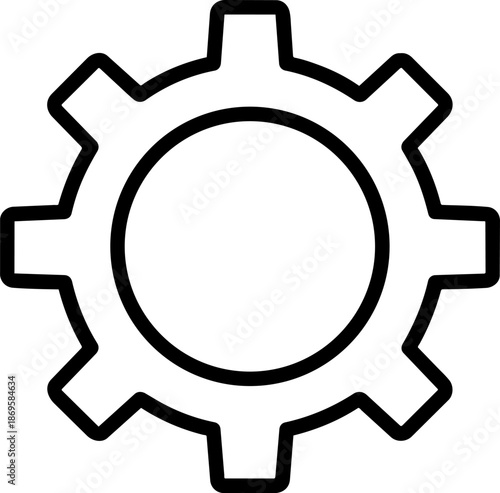 Black Settings Gear Icon Outline 