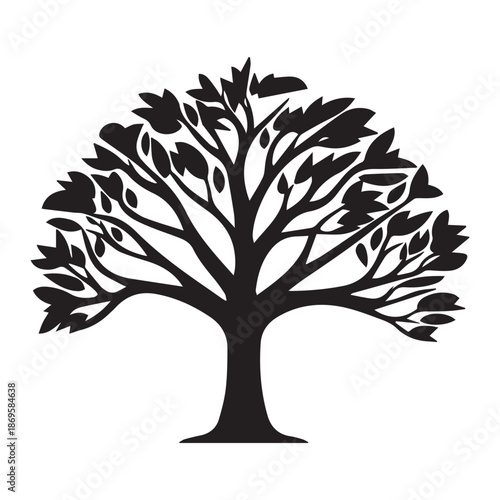 Tree silhouette isolated on white background. Vector illustration for your design.