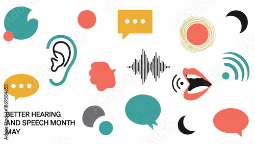 Better Hearing and Speech Month Icons and Graphics.