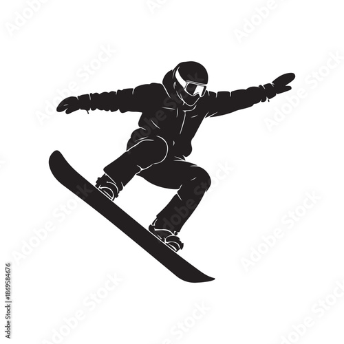 Dynamic snowboarder in action silhouette Vector, illustration