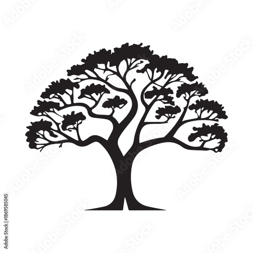 Tree silhouette isolated on white background. Vector illustration for your design.