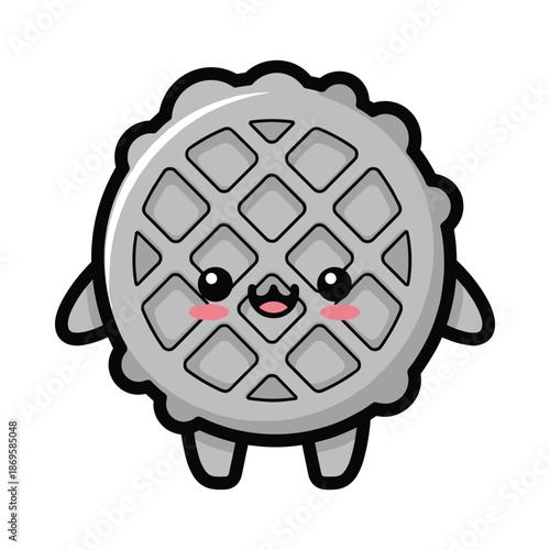 Kawaii Cartoon Waffle Character Illustration