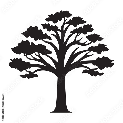Tree silhouette isolated on white background. Vector illustration for your design.