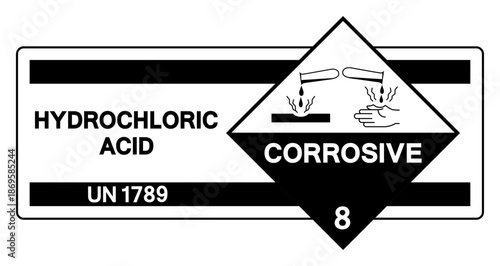 Hydrochloric Acid UN 1789 Symbol Sign, Vector Illustration, Isolate On White Background, Label.EPS10