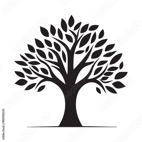 Tree silhouette isolated on white background. Vector illustration for your design.