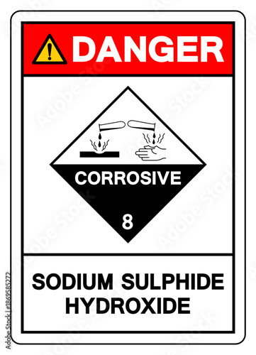 Danger Sodium Sulphide Hydroxide Symbol Sign, Vector Illustration, Isolate On White Background, Label.EPS10