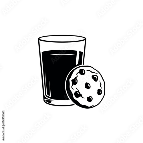 Glass Of Milk With Chocolate Chip Cookie Stencil