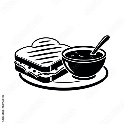 Grilled Cheese Sandwich And Tomato Soup Stencil