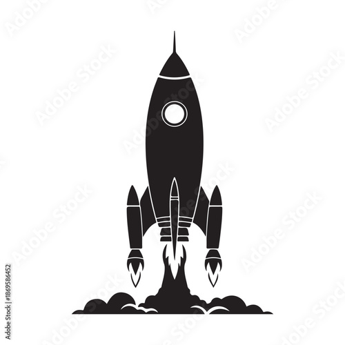 Minimalist rocket launch vector illustration Vector, illustration