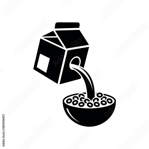 Milk Carton Pouring Into Cereal Bowl Stencil