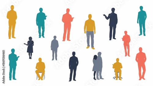 Collection of diverse people silhouettes in various poses.