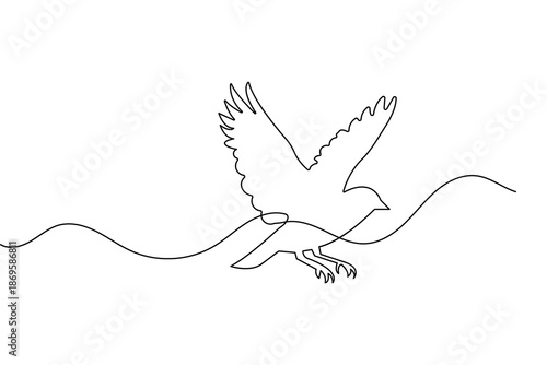 Bird one line drawing vector minimalist animal silhouette isolated on white background