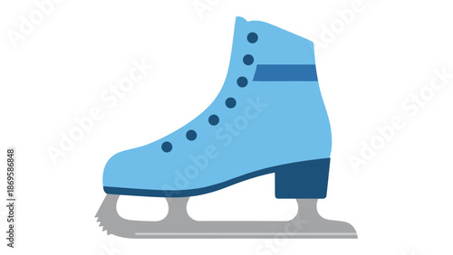 Artistic Ice Skate Illustration Symbolizes Winter Sports and Recreation with Light Blue Boot, Gray Blade, and Decorative Holes, Suggesting Figure Skating, Hockey, or Festive