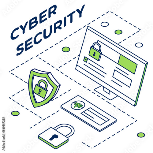 Cybersecurity and Data Protection Illustration – Network Security, Privacy Shield Vector