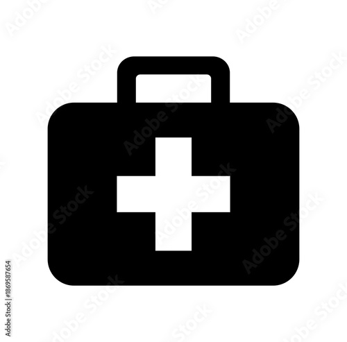 First Aid Kit Black Icon, Vector Illustration, Isolate On White Background Label.EPS10