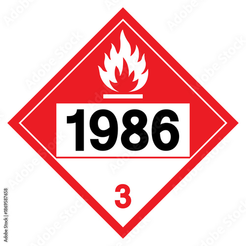 Denatured Alcohol NOS UN1986 Symbol Sign, Vector Illustration, Isolate On White Background, Label.EPS10