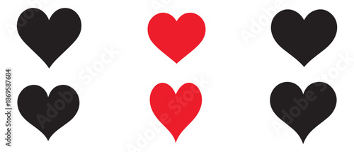 Set of hearts love on a white background. Vector illustration in flat style.