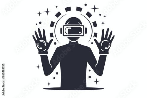 Hacker Silhouette Using VR Goggles in Metaverse for Technology and Digital Security Design