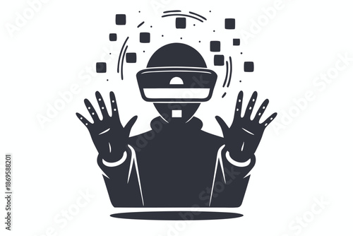 Cyber Silhouette of a Person with VR Headset for Metaverse and Virtual Reality Concept