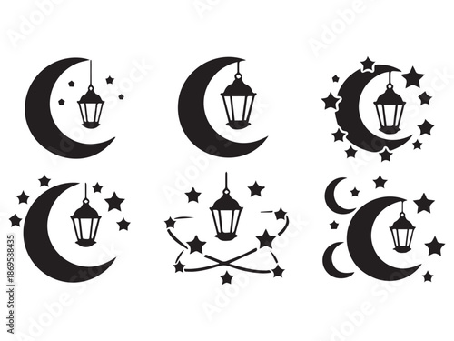 Islamic Crescent Moon Night Vector