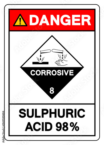 Danger Sulphuric Acid 98% Symbol Sign, Vector Illustration, Isolate On White Background, Label.EPS10