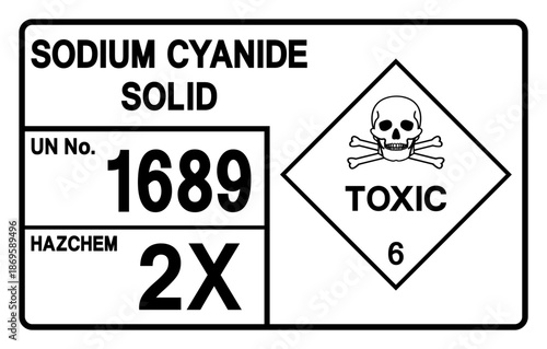 Sodium Cyanide Solid UN 1689 Symbol Sign, Vector Illustration, Isolate On White Background, Label.EPS10