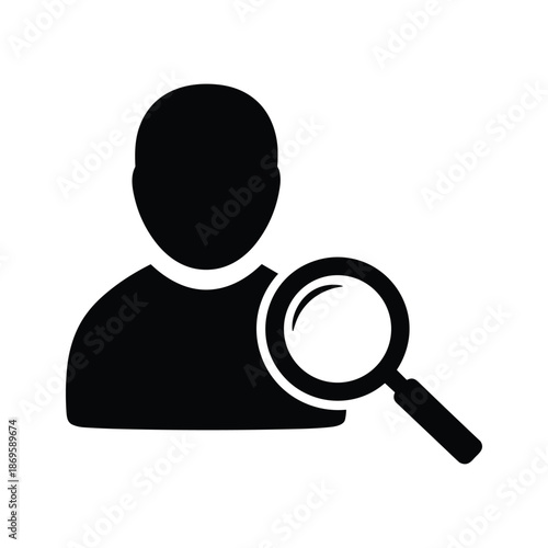 Person holding magnifying glass Vector