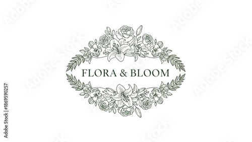 Elegant Floral Wreath Logo Design for Flora  Bloom Brand.