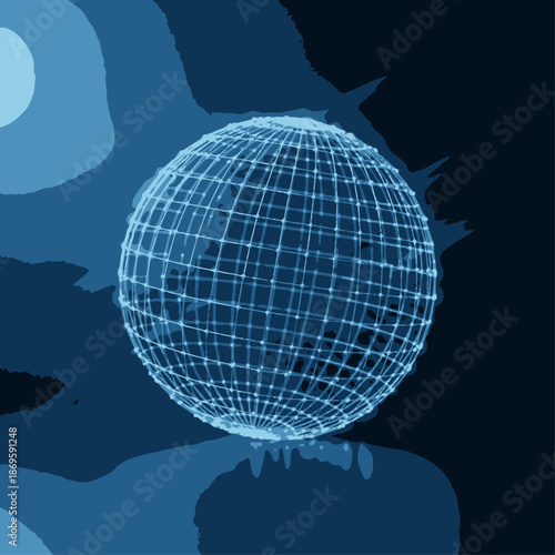disco ball on blue background
