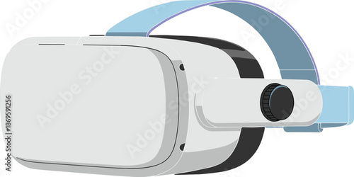 Virtual reality headset vector illustration, modern VR goggles wearable technology, immersive digital gaming device isolated