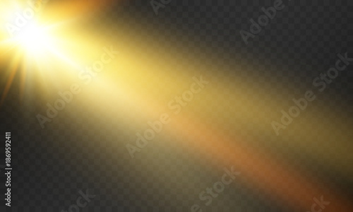 Soft golden sun with long radiant rays spreading gently across a dark checkered background. Warm light effect.