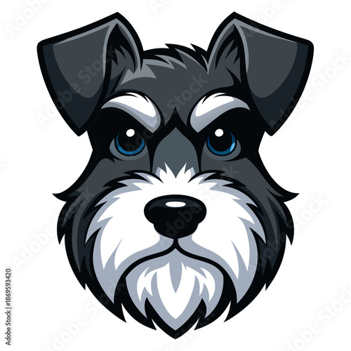 Giant Schnauzer dog logo vector black and white, vintage cute dog head engraved realistic breed pet