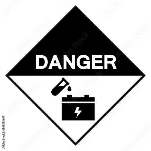 Danger Battery Acid Symbol Sign, Vector Illustration, Isolated On White Background Label.EPS10