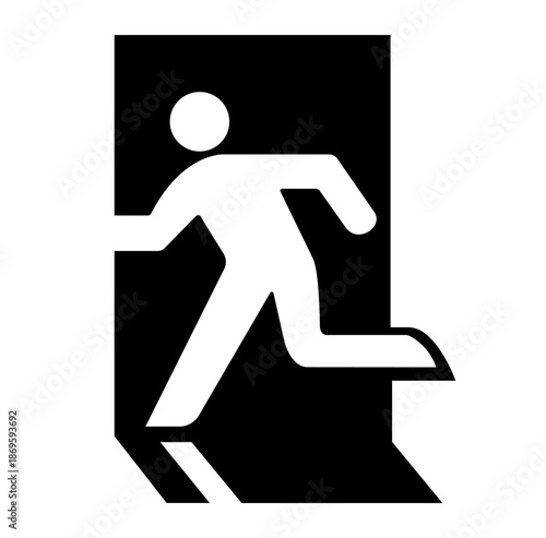 Emergency Exit Black Icon, Vector Illustration, Isolate On White Background Label.EPS10
