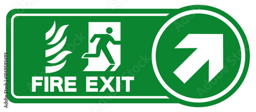 Fire Exit Arrow Right Up Symbol Sign, Vector Illustration, Isolate On White Background Label. EPS10