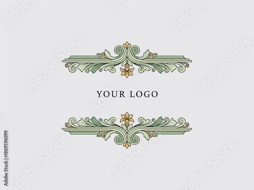 Ornate Green and Gold Logo Frames.