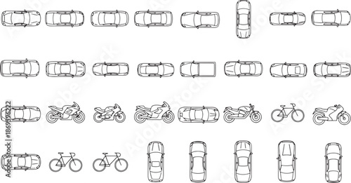 Vehicles Top View Illustration