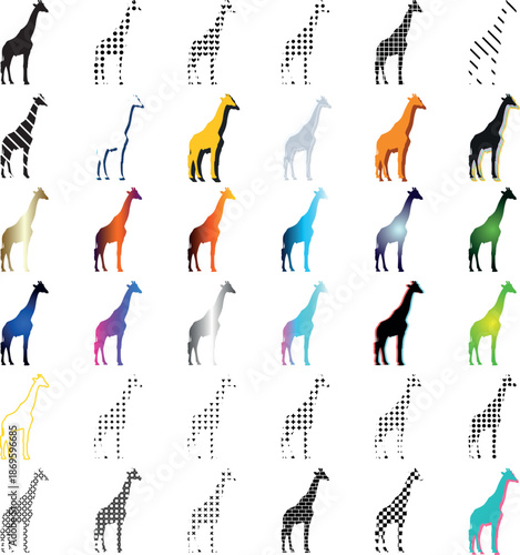 Giraffe Silhouette Collection - Abstract Vector Art Set