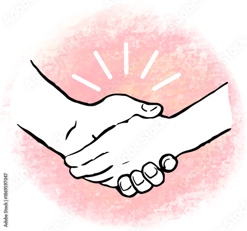 握手している手の手描きイラスト　協力・思いやりのイメージ