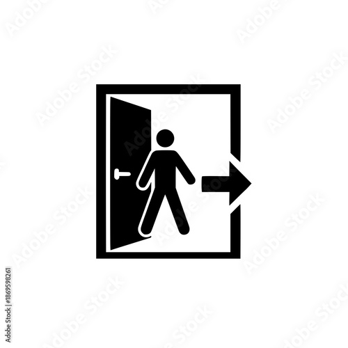 Exit door flat icon vector emergency exit sign illustration