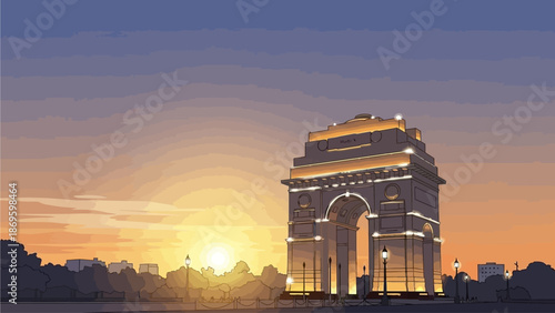 India gate abstract vector illustration design
