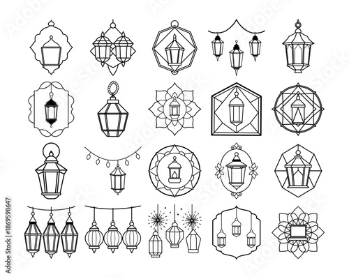 Medical and Healthcare Professional Icon Set with Stethoscope Heart and Hospital Symbols in Thin Line Art Style