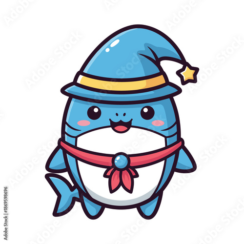 Cute Cartoon Shark Character Illustration