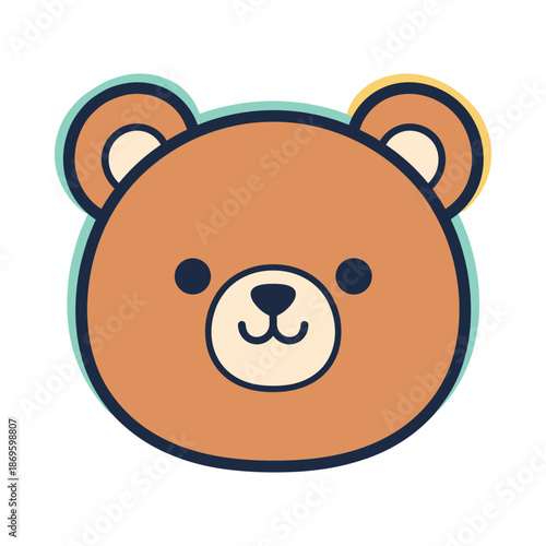 Cute Cartoon Bear Face Vector Illustration