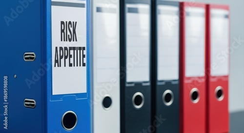 Risk Appetite Documents Organized in Folders, Business Administration, Management, and Financial Planning Concept