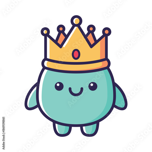 Cute Cartoon Character Wearing a Crown Illustration